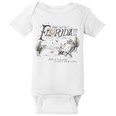 Take Me To The Florida Funny Ghost On The Beach Baby Bodysuit