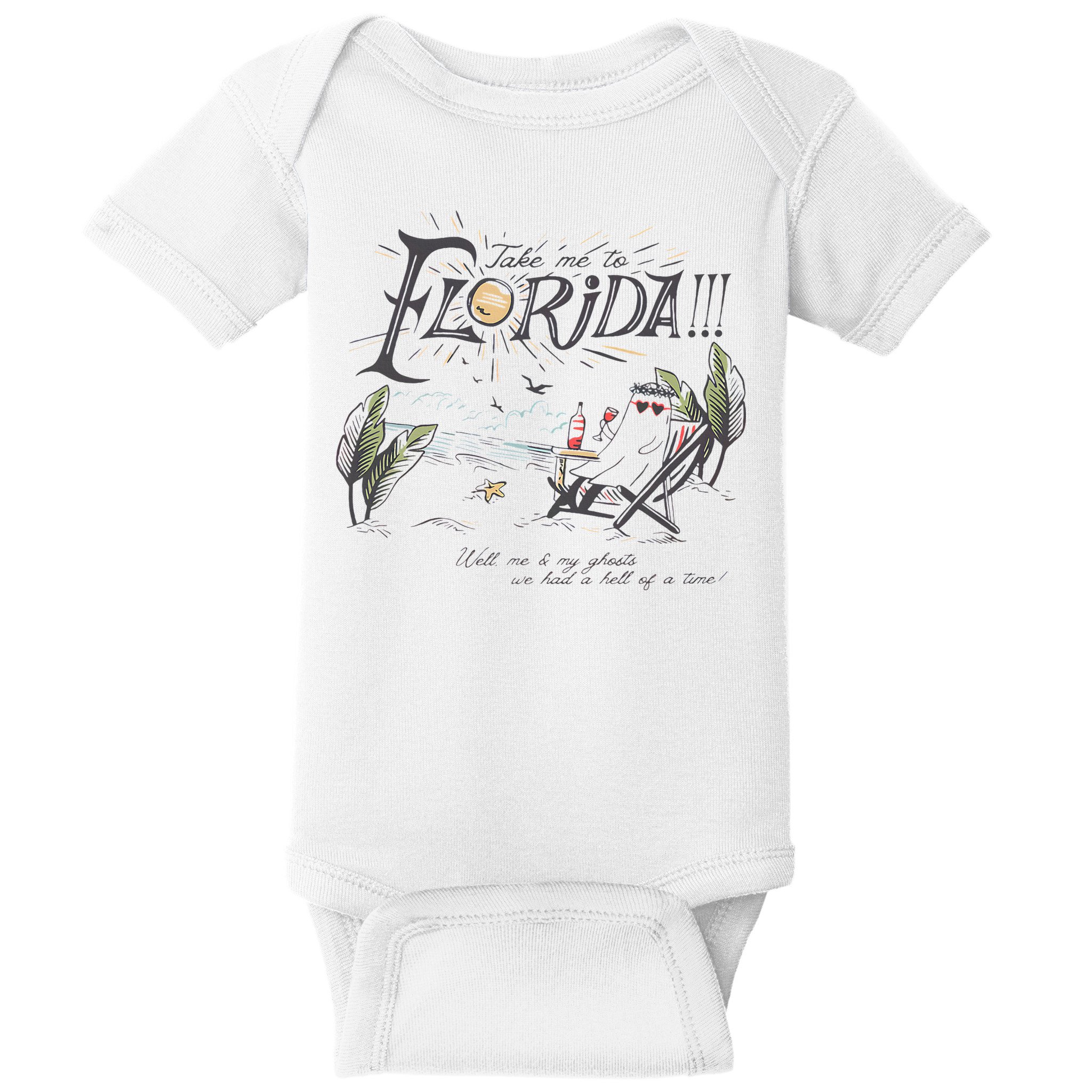 Take Me To The Florida Funny Ghost On The Beach Baby Bodysuit