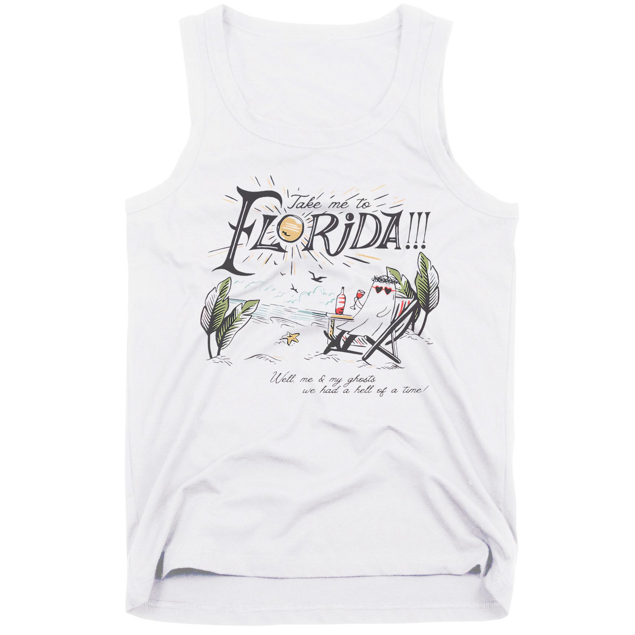 Take Me To The Florida Funny Ghost On The Beach Tank Top