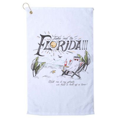 Take Me To The Florida Funny Ghost On The Beach Golf Towel
