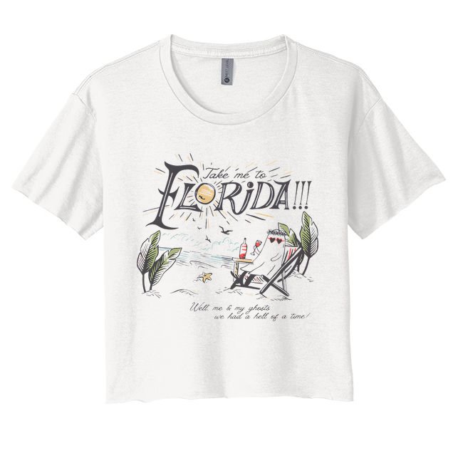 Take Me To The Florida Funny Ghost On The Beach Crop Top