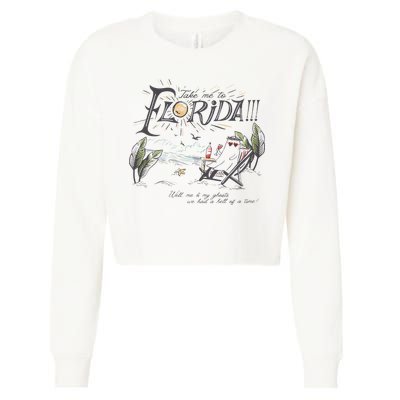 Take Me To The Florida Funny Ghost On The Beach Cropped Pullover Crew