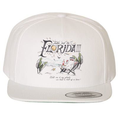 Take Me To The Florida Funny Ghost On The Beach Wool Snapback Cap