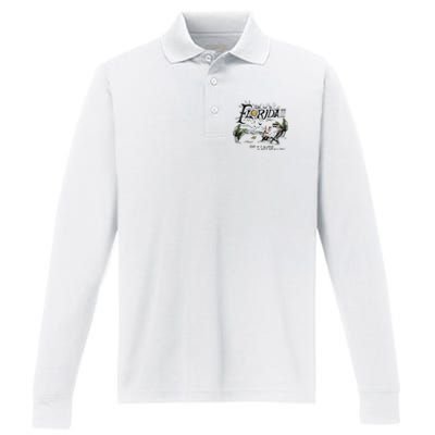 Take Me To Florida! Performance Long Sleeve Polo