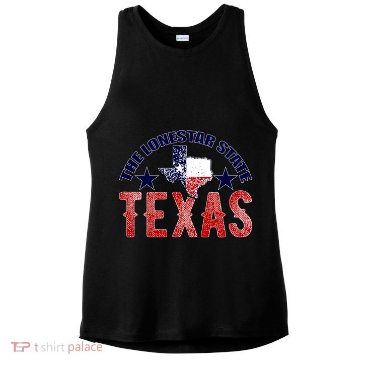 Texas Motto The Lone Star State Ladies PosiCharge Tri-Blend Wicking Tank