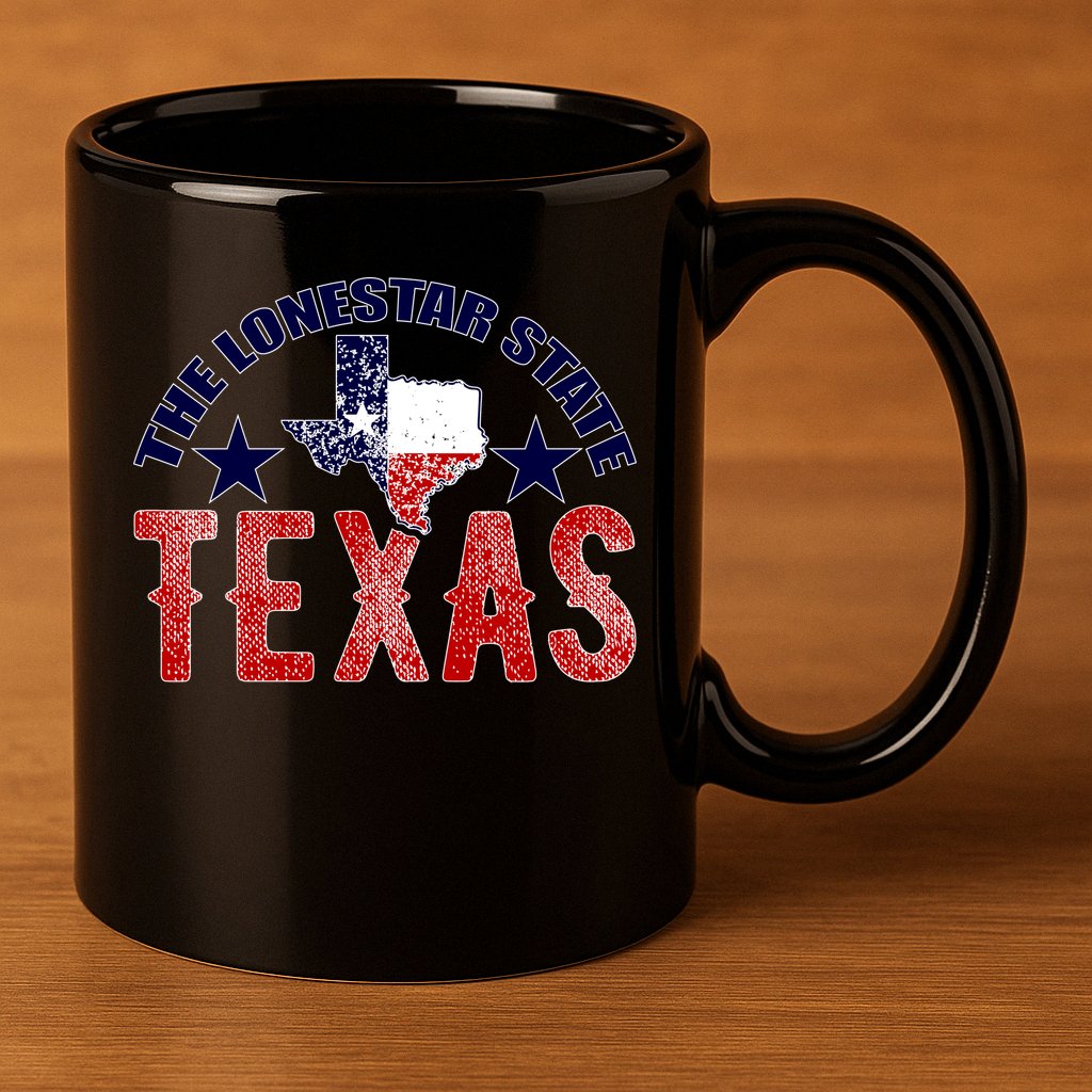 Texas Motto The Lone Star State 11oz C Handle Ceramic Mug