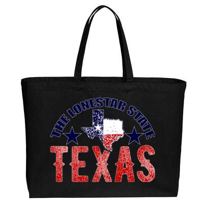 Texas Motto The Lone Star State Cotton Canvas Jumbo Tote