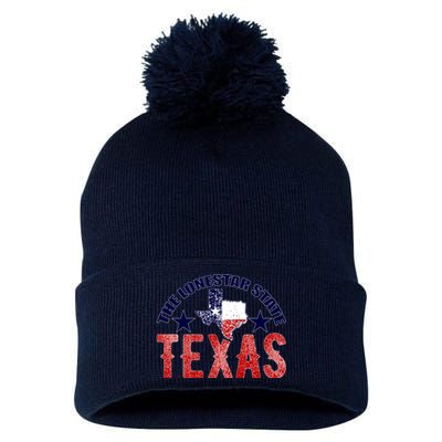 Texas Motto The Lone Star State Pom Pom 12in Knit Beanie