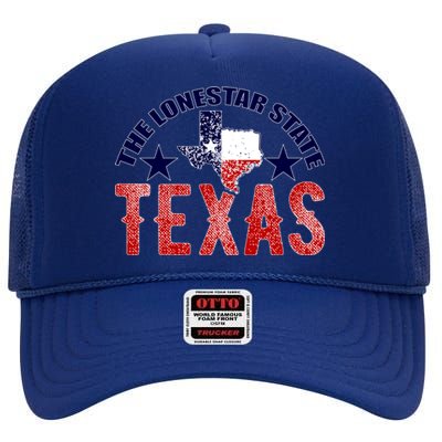 Texas Motto The Lone Star State High Crown Mesh Back Trucker Hat