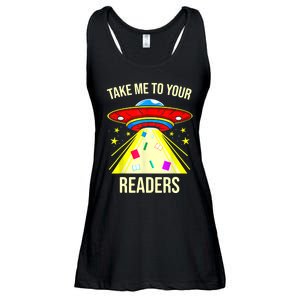 Take Me To Your Readers Alien Reading Reading Lover Book Lover Ladies Essential Flowy Tank