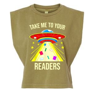 Take Me To Your Readers Alien Reading Reading Lover Book Lover Garment-Dyed Women's Muscle Tee