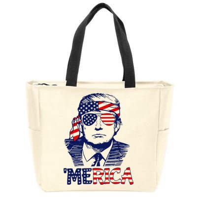 Trump 'Merica ,Trump Funny 4th of July Zip Tote Bag