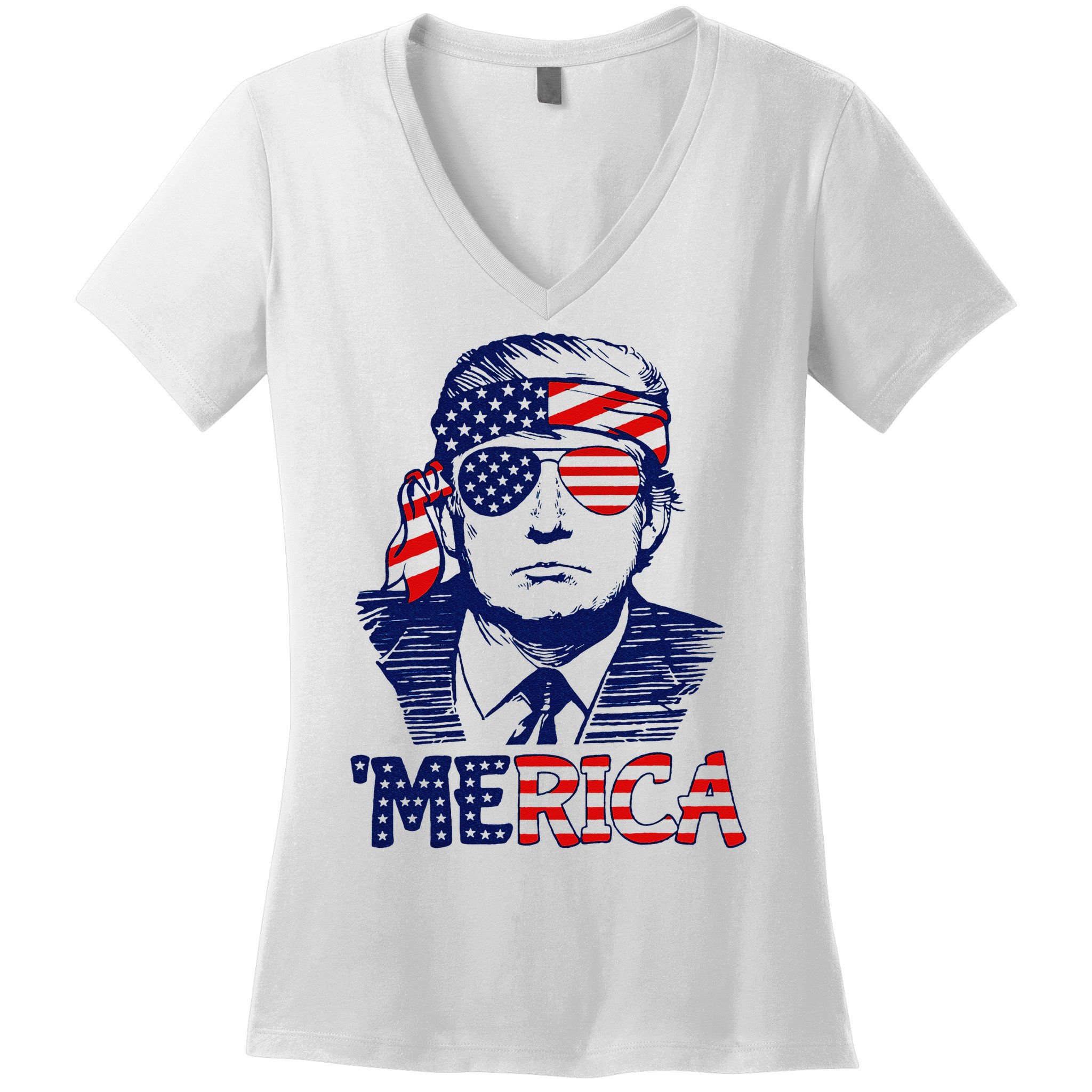Trump 'Merica ,Trump Funny 4th of July Women's V-Neck T-Shirt