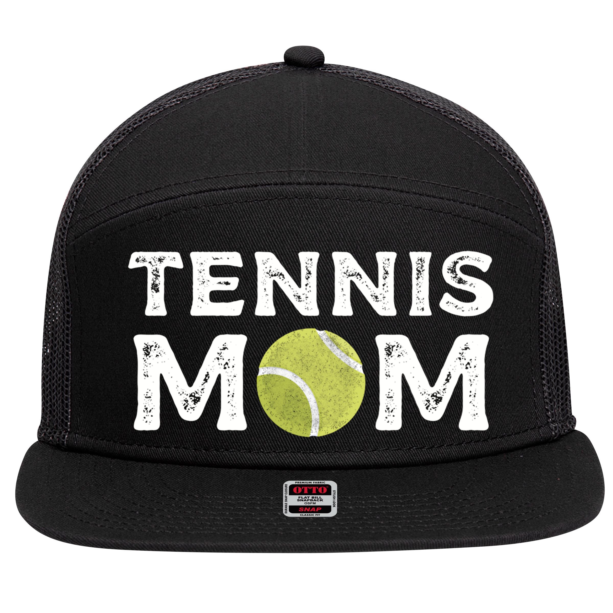 Tennis Mom Tennis Playing Coach Gift 7 Panel Mesh Trucker Snapback Hat