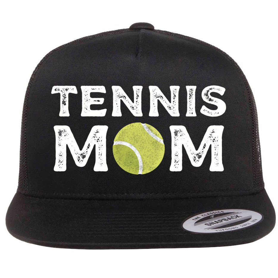 Tennis Mom Tennis Playing Coach Gift Flat Bill Trucker Hat