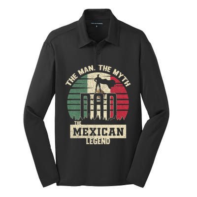 The Man The Myth The Mexican Legend Dad Silk Touch Performance Long Sleeve Polo