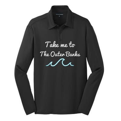 Take Me To The North Carolina Beach Obx Silk Touch Performance Long Sleeve Polo