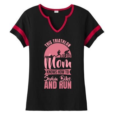 Triathlon Mother Triathlete Mom Gift Ladies Halftime Notch Neck Tee