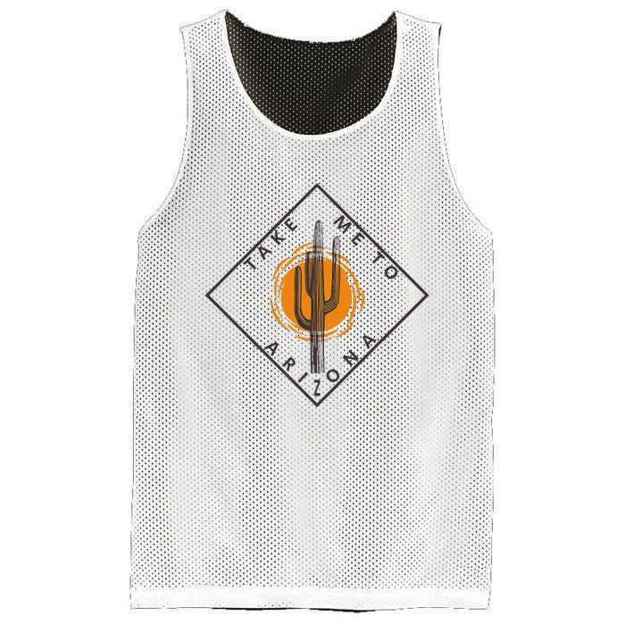 Take Me To Arizona Cactus Sunset Scene Road Trip Vacation Mesh Reversible Basketball Jersey Tank