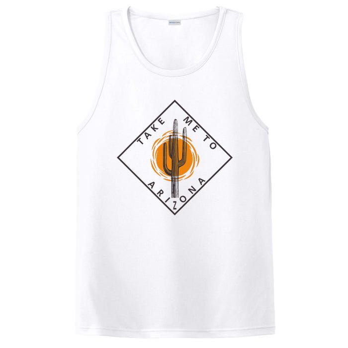 Take Me To Arizona Cactus Sunset Scene Road Trip Vacation PosiCharge Competitor Tank