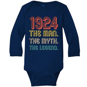 The Man The Myth The Legend 1924 100th Birthday Baby Long Sleeve Bodysuit