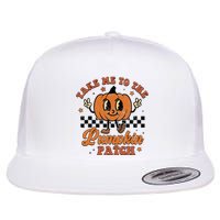 Take Me To The Pumpkin Patch Autumn Fall Thanksgiving Retro Flat Bill Trucker Hat