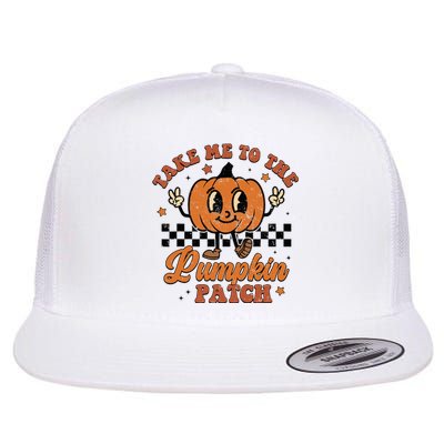 Take Me To The Pumpkin Patch Autumn Fall Thanksgiving Retro Flat Bill Trucker Hat