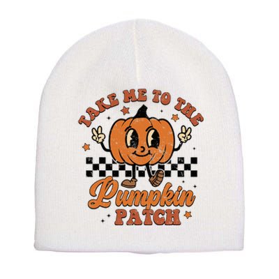 Take Me To The Pumpkin Patch Autumn Fall Thanksgiving Retro Short Acrylic Beanie