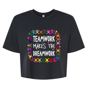 Teamwork Makes The Dreamwork Motivational Sports Quote Team Bella+Canvas Jersey Crop Tee