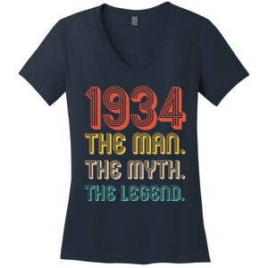 The Man The Myth The Legend 1934 90th Birthday Women's V-Neck T-Shirt