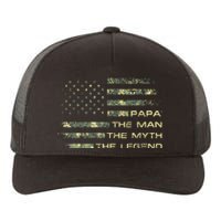 The Man The Myth The Legend Papa Fathers Day Camo US Flag Yupoong Adult 5-Panel Trucker Hat