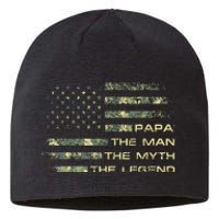 The Man The Myth The Legend Papa Fathers Day Camo US Flag Sustainable Beanie