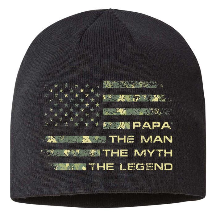 The Man The Myth The Legend Papa Fathers Day Camo US Flag Sustainable Beanie