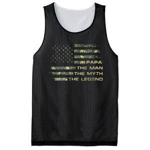 The Man The Myth The Legend Papa Fathers Day Camo US Flag Mesh Reversible Basketball Jersey Tank