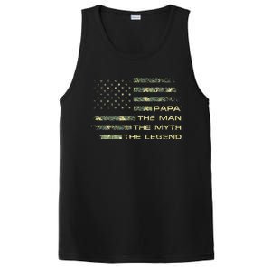 The Man The Myth The Legend Papa Fathers Day Camo US Flag PosiCharge Competitor Tank