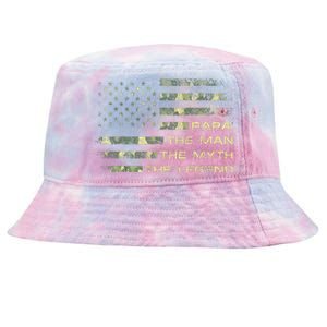 The Man The Myth The Legend Papa Fathers Day Camo US Flag Tie-Dyed Bucket Hat