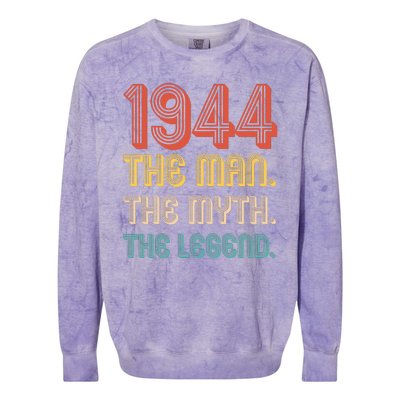 The Man The Myth The Legend 1944 80th Birthday Colorblast Crewneck Sweatshirt