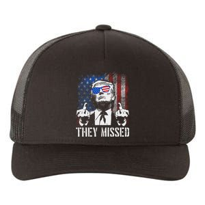 They Missed Trump 2024 American Flag Design Yupoong Adult 5-Panel Trucker Hat