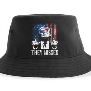 They Missed Trump 2024 American Flag Design Sustainable Bucket Hat