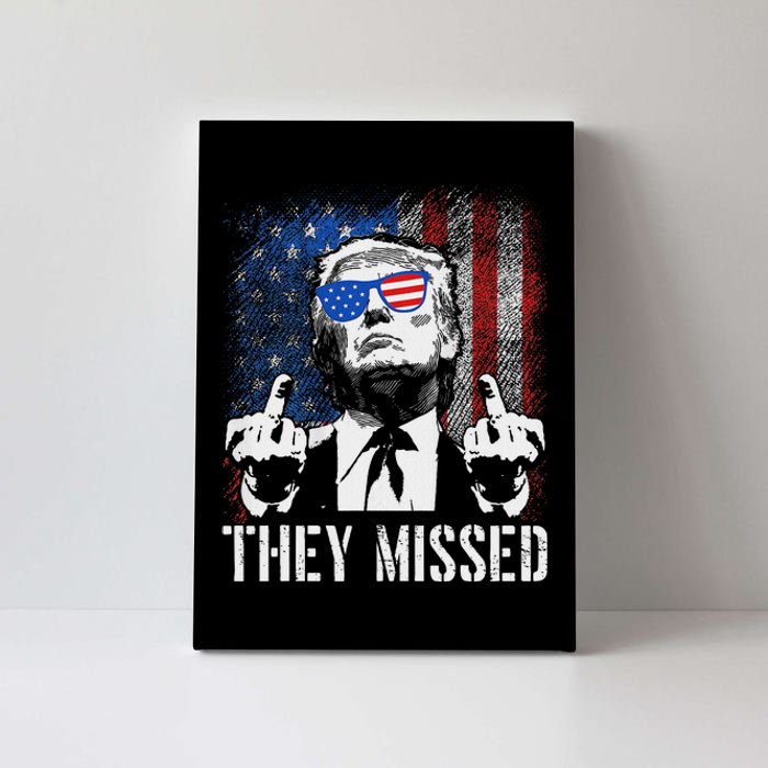 They Missed Trump 2024 American Flag Design Canvas