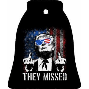 They Missed Trump 2024 American Flag Design Ceramic Bell Ornament