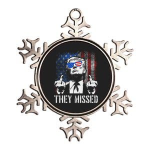 They Missed Trump 2024 American Flag Design Metallic Star Ornament