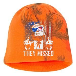 They Missed Trump 2024 American Flag Design Kati - Camo Knit Beanie