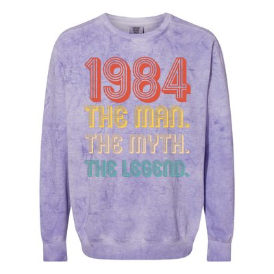 The Man The Myth The Legend 1984 40th Birthday Colorblast Crewneck Sweatshirt