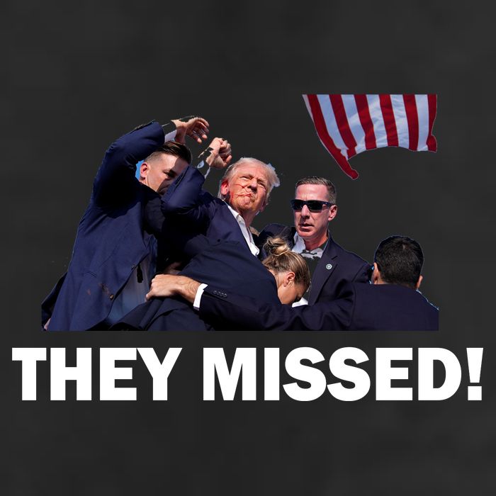 They Missed! Trump Got Shot Failed Assassination 7 Panel Mesh Trucker Snapback Hat