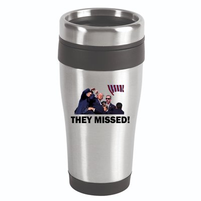 They Missed! Trump Got Shot Failed Assassination 16oz Travel Tumbler