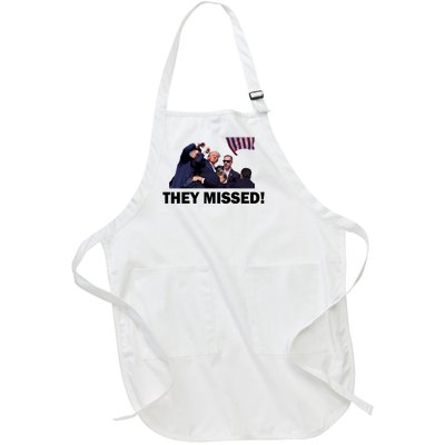 They Missed! Trump Got Shot Failed Assassination Full-Length Apron With Pockets