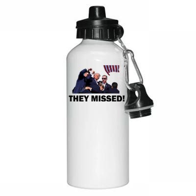 They Missed! Trump Got Shot Failed Assassination Aluminum Water Bottle 