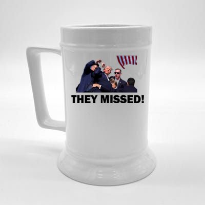 They Missed! Trump Got Shot Failed Assassination Beer Stein