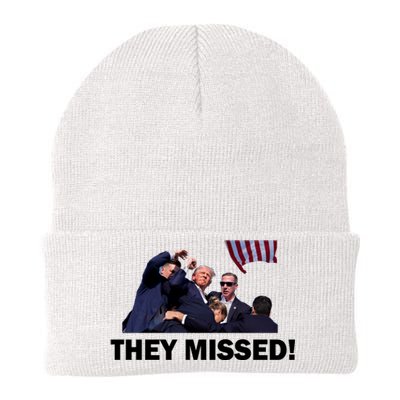 They Missed! Trump Got Shot Failed Assassination Knit Cap Winter Beanie